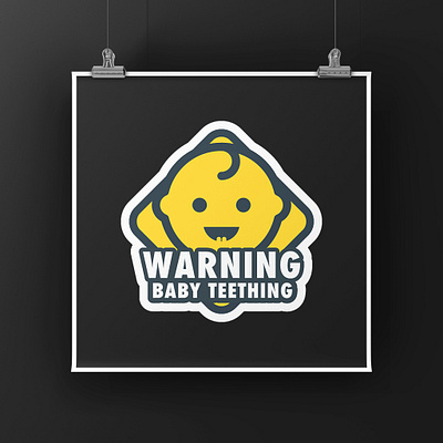 Warning! Baby teething! baby design icon illustration parent sign sticker teeth vectorial