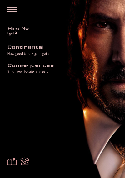 Menu inspired by John Wick design figma johnwick landingpage menu webmenu webpage website