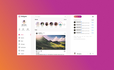 Instagram WebApp Dashboard Redesign app design product ui ux visual