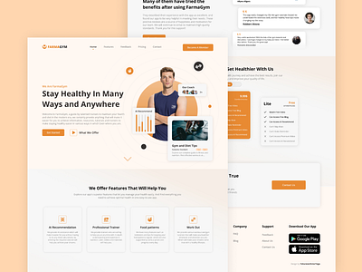 FarmGYM Landing page Design app branding clear landing page design design app gym gym apps landing page landing page gym landing page orange logo mobile app design orange ui ux