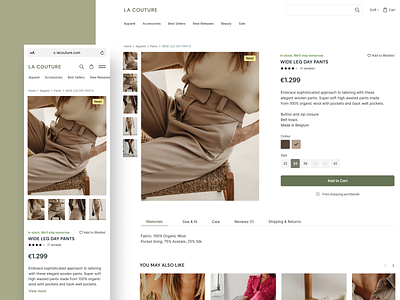 Ecommerce Site earth tones ecommerce eshop fashion green product page ui ux webdesign