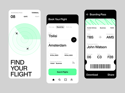 UI Exploration: Flight Booking App app app design boarding pass booking flight mobile mobile app ticket