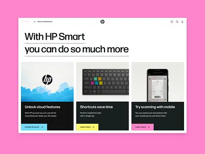 HP Smart Redesign app application brand concept printer product product design redesign ui ux