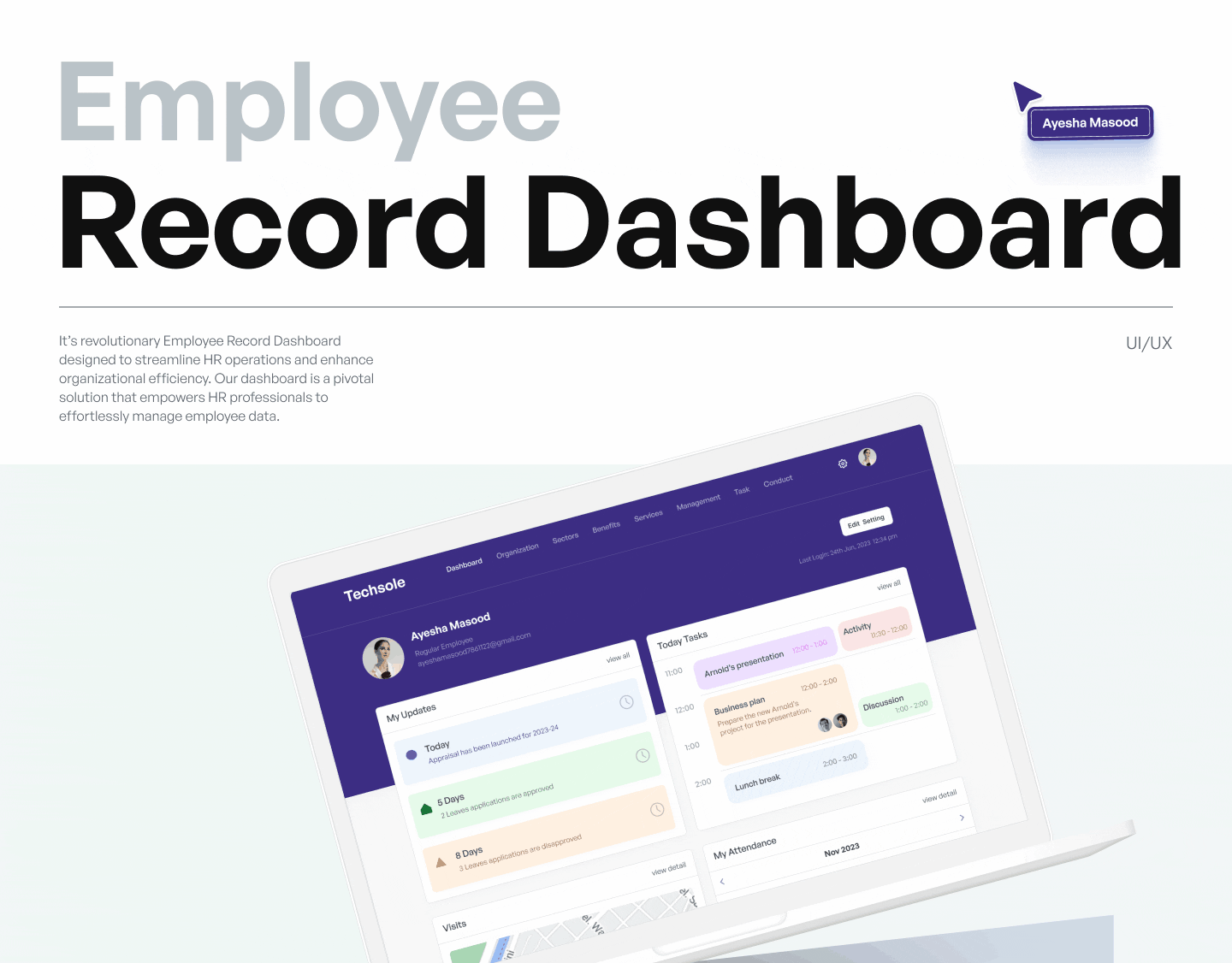 Dashboard UI/UX dashboard design employee project prototype style guide ui uiux user experience user interface ux