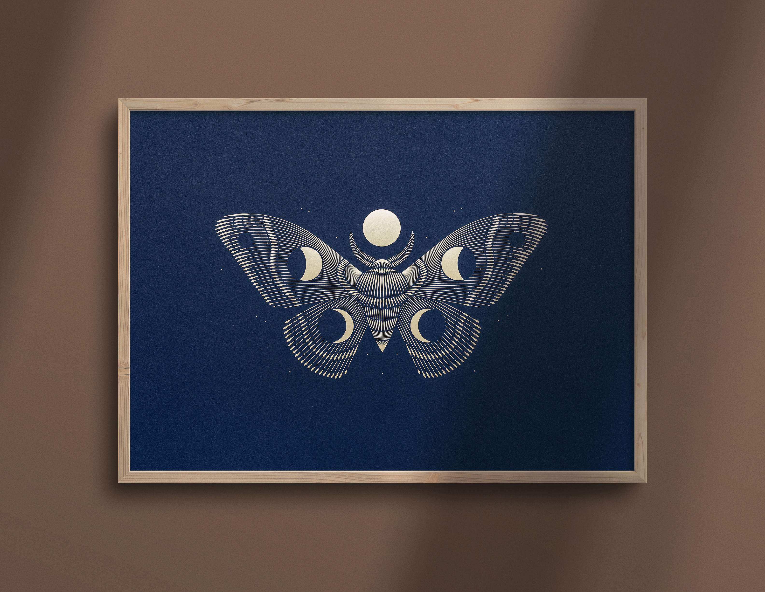Posters For Parks - Guiding Light blue crescent moon foil gold illustration minnesota moon moth nature night park parks poster print witches