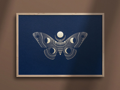 Posters For Parks - Guiding Light blue crescent moon foil gold illustration minnesota moon moth nature night park parks poster print witches