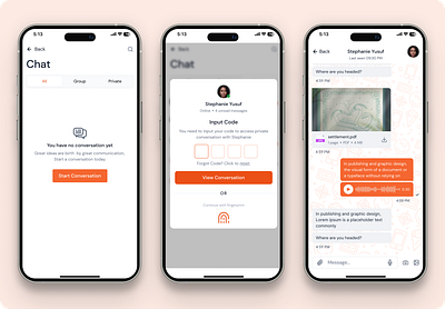 In app chat feature chat design design process private chat security ui ux design