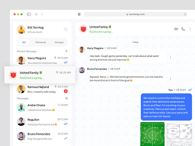 WordSnap - Message Dashboard 🗨️ call chat chat app chat dashboard chatting clean community conversation dashboard group inbox message message dashboard product product design sass sass product talk ui video call