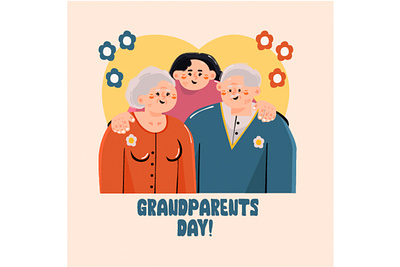 Grandparents Day Greeting Card Illustration card day family father grandparents greeting illustration love mother old person vector