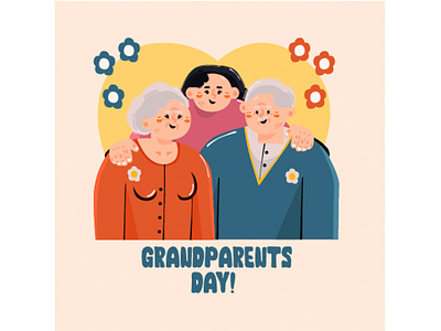 Grandparents Day Greeting Card Illustration card day family father grandparents greeting illustration love mother old person vector