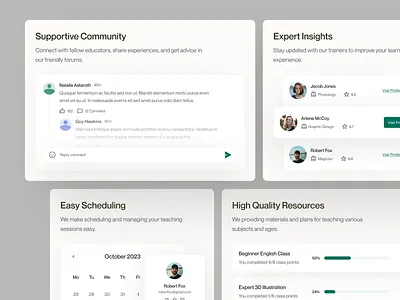 LearnEase - Private Teaching Website booking chat class course element messaging saas landing page scheduling teacher teaching ui element