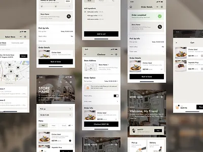 Catering work ui app catering delivery design food mobile pickup ui yellow