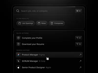 Search Modal 🔎 actions clean company design explore filter find history icon interface keyword minimal modal popup product search simple tags ui web