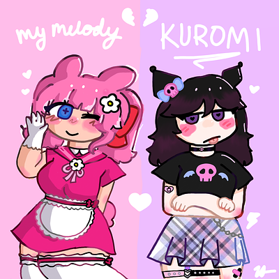 My Melody and Kuromi altart anime animeart art friends hellokittyandfriends kawaii kuromi kuromiandmymelody mymelody sanrio