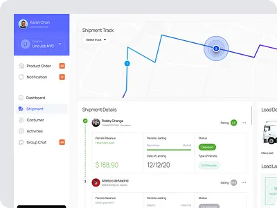 Shippers - Shipment page SAAS Dashboard branding chart clean dashboard design dribbble finance freelance graphic design illustration logo management parcels payment saas saas dashboard saas website shipment ui uiux