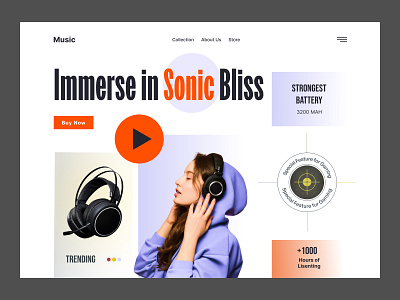 E-commerce Landing Page design earbuds earphones gadget headphone headphones landing page landing page design minimalist music product shop simple tech technology ui ux web design website wirelessheadphones