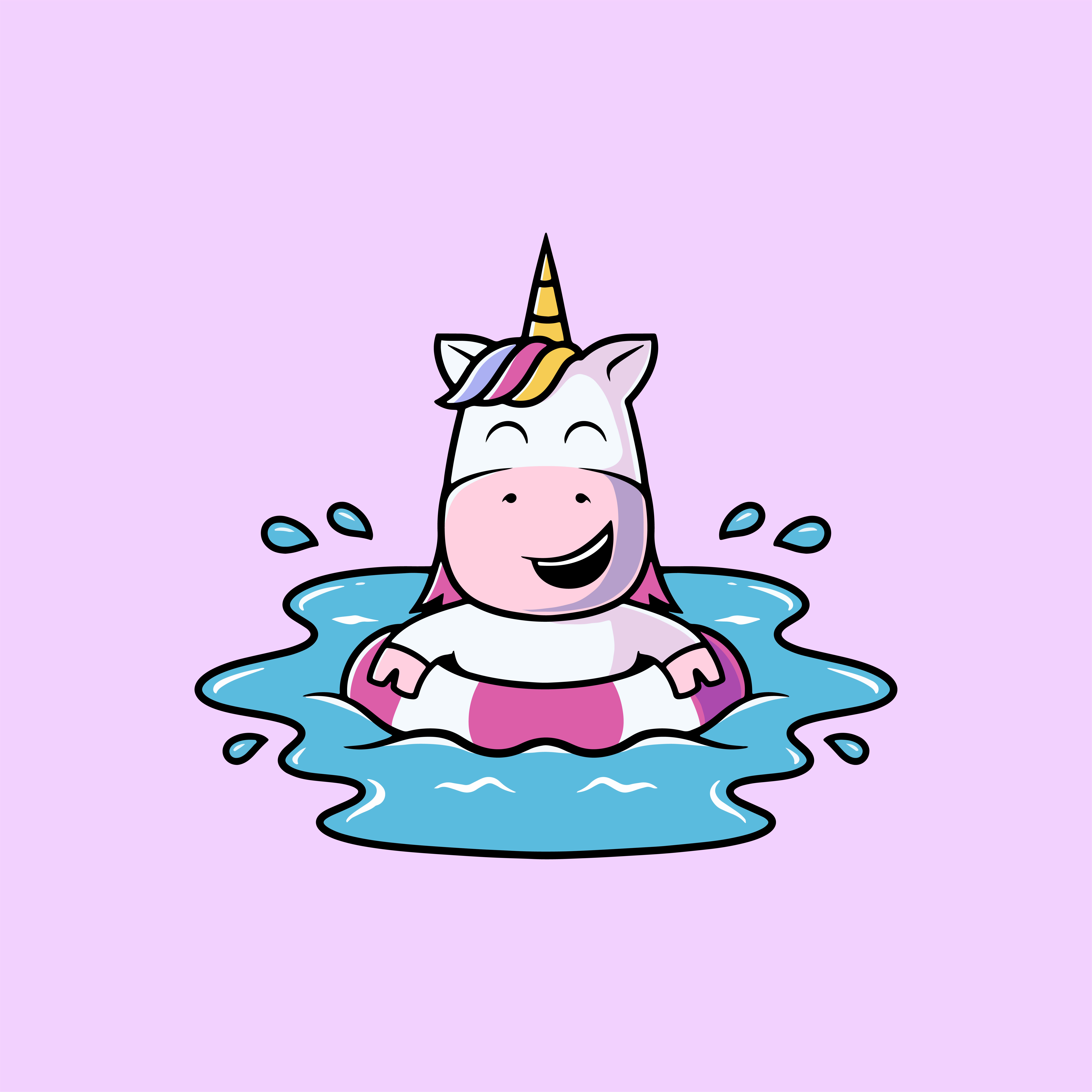 Cute Unicorn Swimming Illustration travel