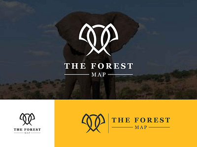 Forest Map logo. Elephant location logo. Elephant Face animal app apps logo branding design elephant forest gradient logo graphic design illustration jungle line art logo logo design logo maker mammoth nature ui