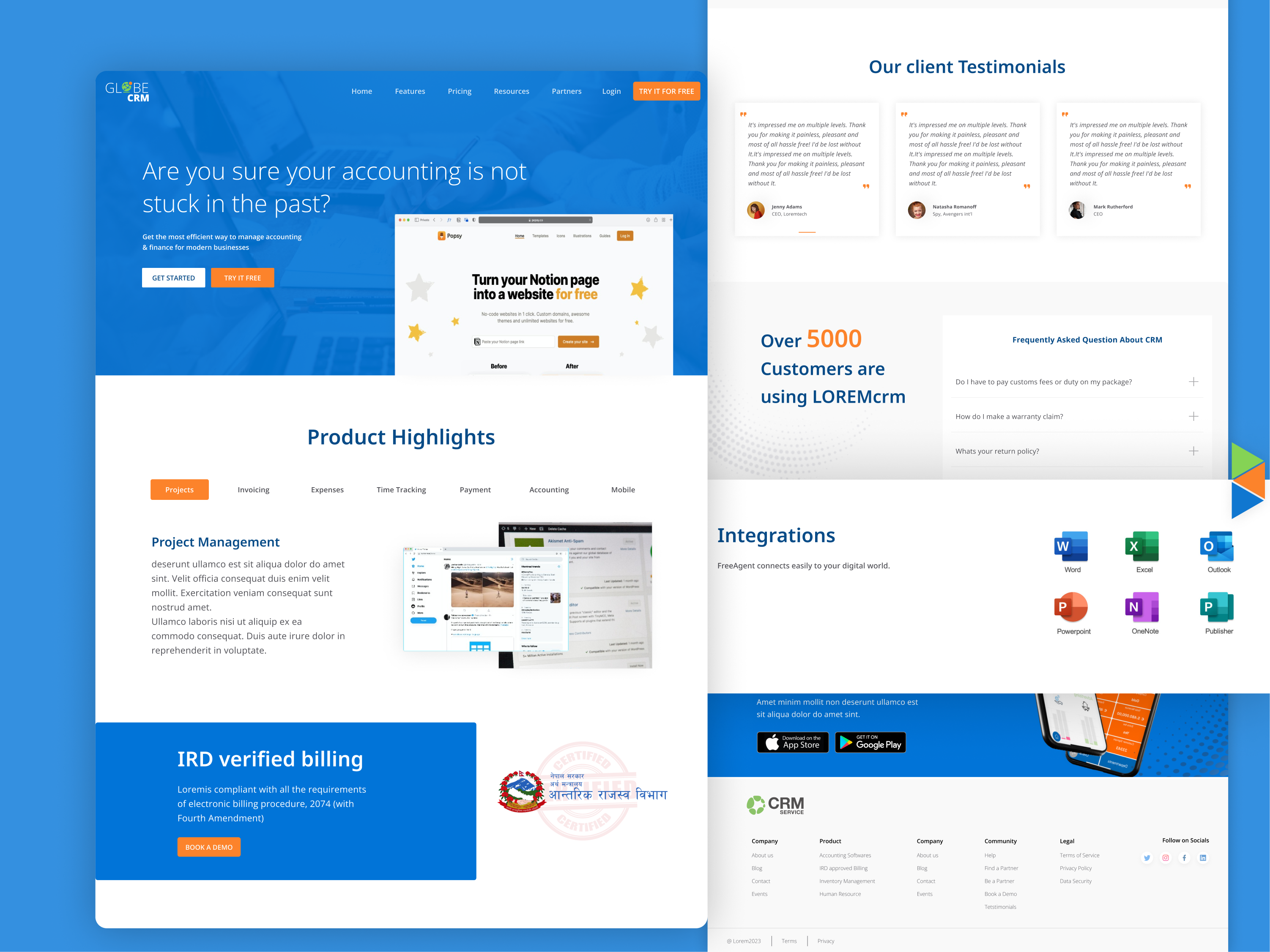 GLOBE CRM Accounting landing page app landing branding crm crm landing demo design figma landing landing page logo product landing ui web ui