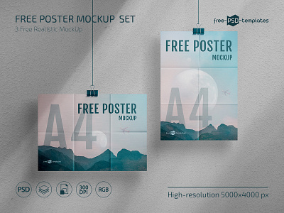 Free Poster Mockup Set free freebie mockup photoshop poster poster mockup posters psd template templates