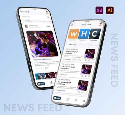 News Feed App adobe xd app branding graphic design illustration logo mobile apps ui uiux ux