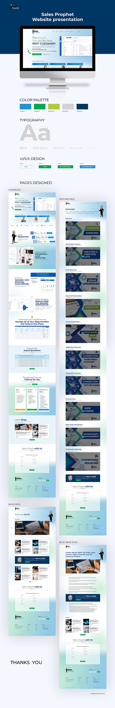 Sales Prophet website design presentation landing page design ui uiux ux web design website design