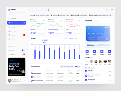 Helena - Banking Dashboard analytics animation banking banking dashboard banking wallet branding chart clean dashboard digital banking finance finance dashboard graphic design landing page logo management motion graphics saas transaction ui