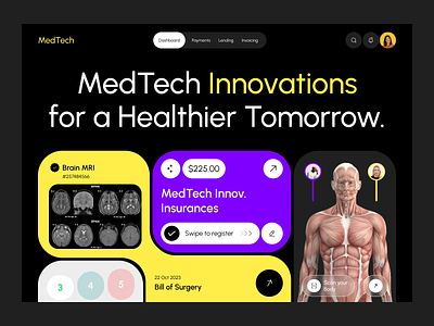 Medtech - Healthcare Service Landing Page design graphic design health health app health insurance healthcare healthcare app healthtech insurance landing page landing page design medical medical app medtech telemedicine ui design uiux web design web page website ui