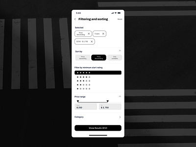 Filter screen black filter ios minimal mobile ui monochromatic ui ux white