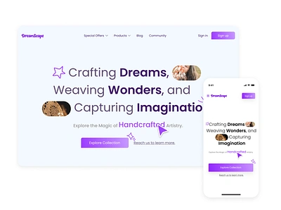 DreamScape branding design figma home landing landing page minimal mobile mobile design new trend ui user interface ux web web design