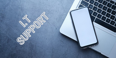 Emphasizing the words "I.T SUPPORT" prominently displayed on a t branding graphic design