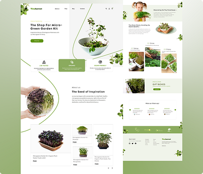 Landing page for Indoor micro-green Garden kit. product design ui ui design uiux ux design visual