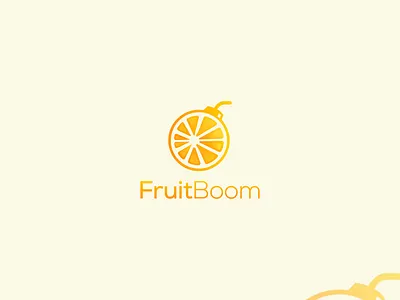 Logo design for FruitBoom abstract abstract logo bomb brand design brand identity branding branding design design flat fruit geometric design graphic design grenade logo logo design logotype minimal logo modern orange visual identity