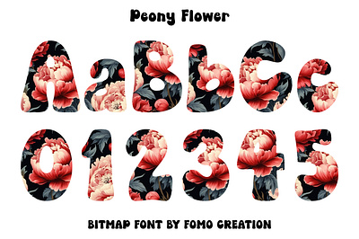 Peony Flower - Bitmap Font bitmap branding design flower font graphic design illustration peony typography
