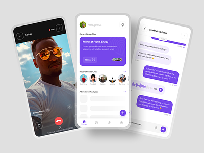 Attendance App Mobile App Design app attendance chat design facetime gradient message mobile purple red ui video voice record