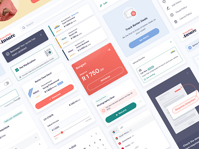 Everything.Insure - Components branding cards components design design system dropdown fields forms icons illustration insurance interface mobile platform product design responsive ui web