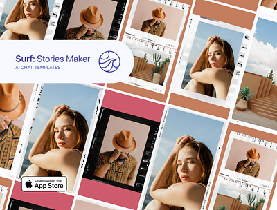Surf: Stories Maker, AI Chat app design illustration instagram ios retro stories ui uiux userexperience userinterface ux