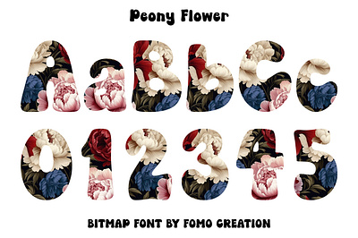 Peony Flower - Bitmap Font design