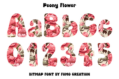 Peony Flower - Bitmap Font design