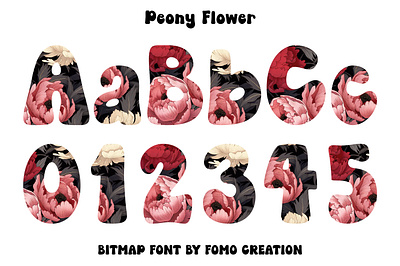 Peony Flower - Bitmap Font design