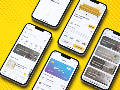 Furniture Mobile App UI Kit android app ui kit ecommerce store figma figma design furniture furniture ecommerce store furniture mobile app furniture shop furniture store home decor app interior app ios app ui ux wooden furniture