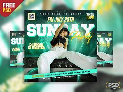 Free PSD | Sunday Party Instagram Post PSD creative design design free design free psd graphic design instagram post design music party flyer party flyer party post photoshop psd psd template social media post sunday party flyer sunday party post