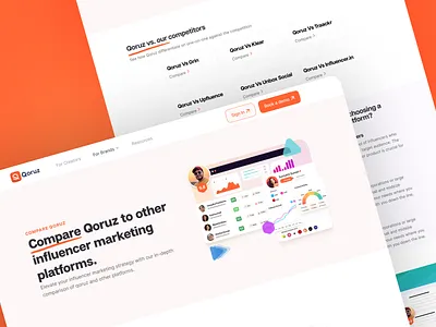 Compare Qoruz | Influencer Marketing Platform | Landing Page influencer marketing landing page ui ux
