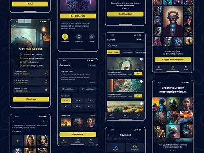 Visual Verse Mobile App UI Kit ai app ai generate ai generate art app ai image generator ai picture android app app app ui kit artificial intelligence digital artwork figma figma design image generator ios app ui uiux ux visual art app visual verse mobile app visual verse ui design