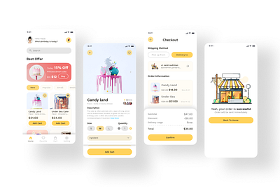 Birthday cake UI Design aplication birthdayapp cakeapp designer food ui uidesign uidesigner uiexplore uiux uxdesigner