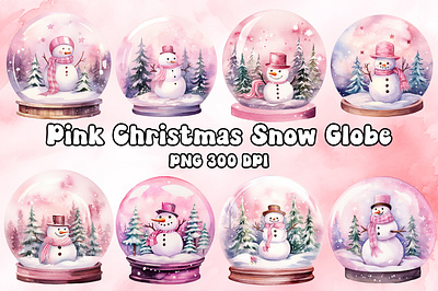 Pink Christmas Snow Globe - Sublimation Bundle christmas design globe pink snow