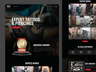 Ink Parlor Website Design clean design clean layout clean ui tattoo website ui webdesign