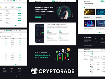 Cryptorade Trading Web UI Kit crypto crypto trading platform cryptotrade cryptotrading design layout live trading crytpo logo trading ui ui design uiux ux web web layout web ui kit website design