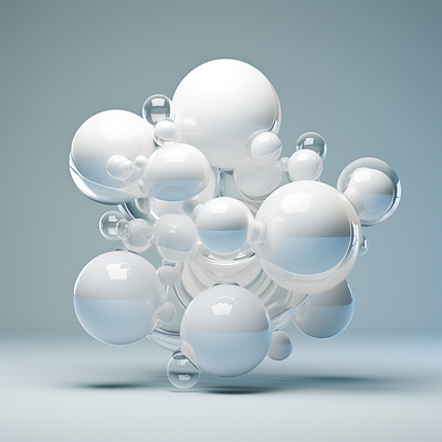 white balls in geometric space dall e