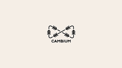 Cambium logo black branding company creative design forest graphic design illustration infinity line logo logofolio modern nature pine plant portfolio recycle tree vector